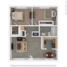 Two Bedroom, One Bath East - Renovated 02E floor plan
